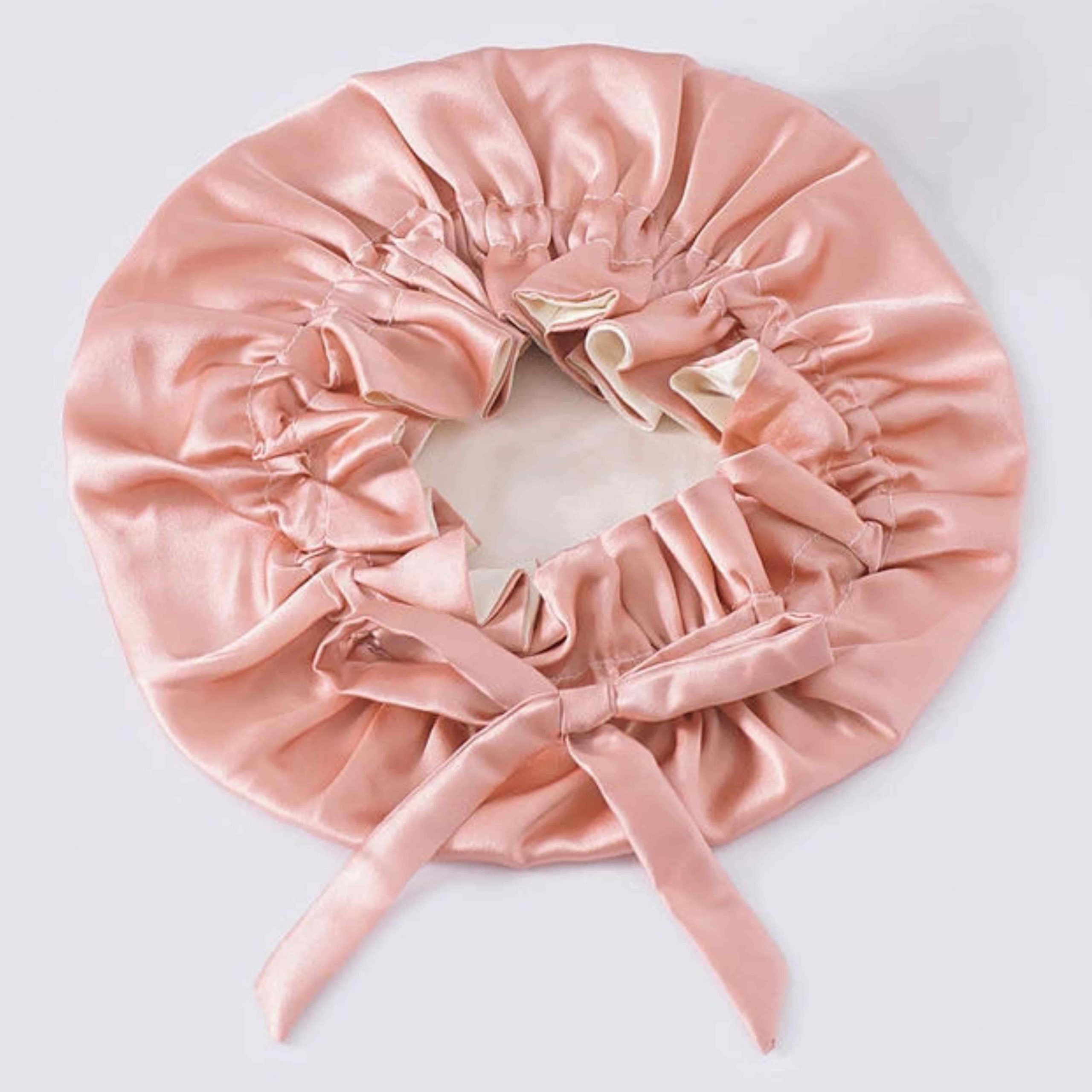 LusciousSilk-SilkBonnetAustralia-AdjustableReversibleSilkBonnetwithTies-RoseGoldBeige