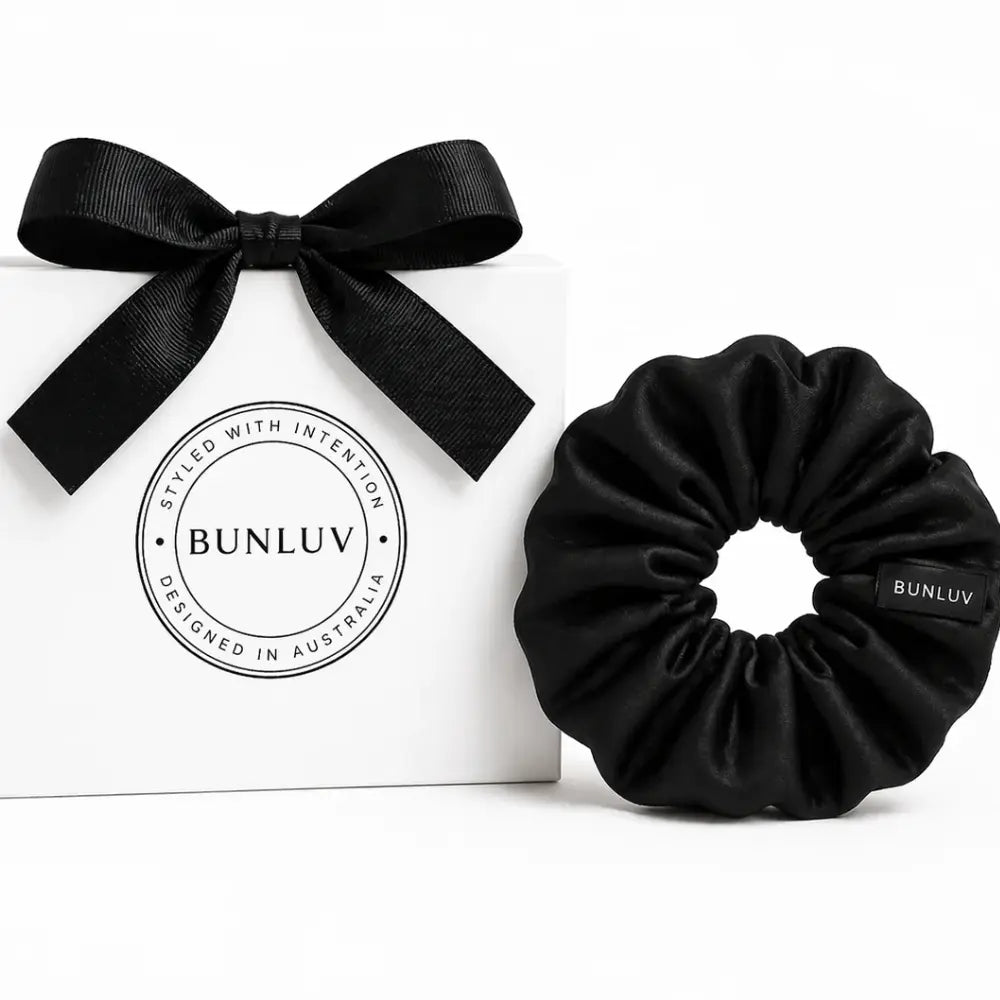 BUNLUV Mulberry Silk Scrunchie Black