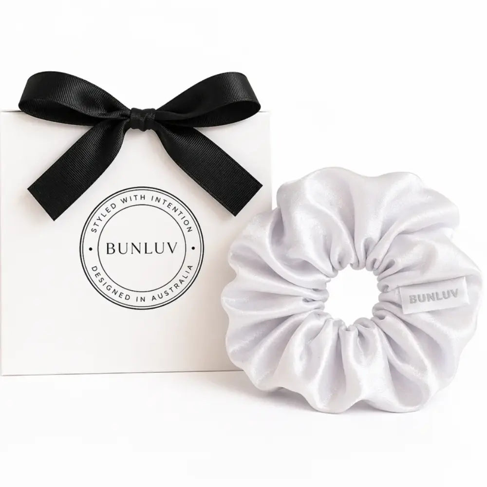 BUNLUV Satin Scrunchie White