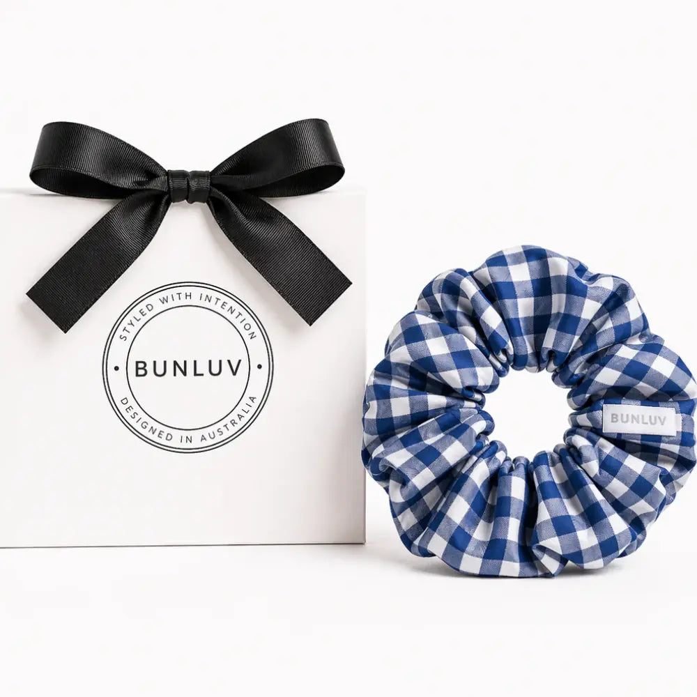 BUNLUV Swim Scrunchie Navy Gingham
