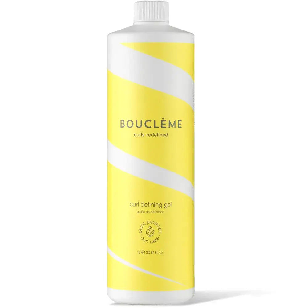 Bouclème curl defining gel for defined, bouncy curls – plant-powered formula in yellow bottle