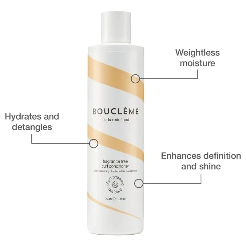 Bouclème fragrance-free curl conditioner hydrates, detangles & enhances definition with weightless moisture