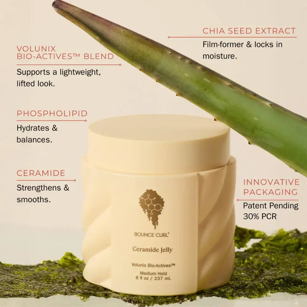 Bounce Curl Ceramide Jelly for curly hair with chia seed extract, phospholipid, and ceramide benefits