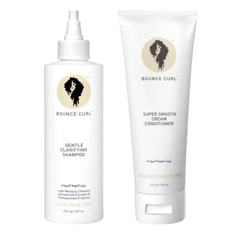 Bounce Curl Gentle Clarifying Shampoo and Super Smooth Cream Conditioner for curly hair care