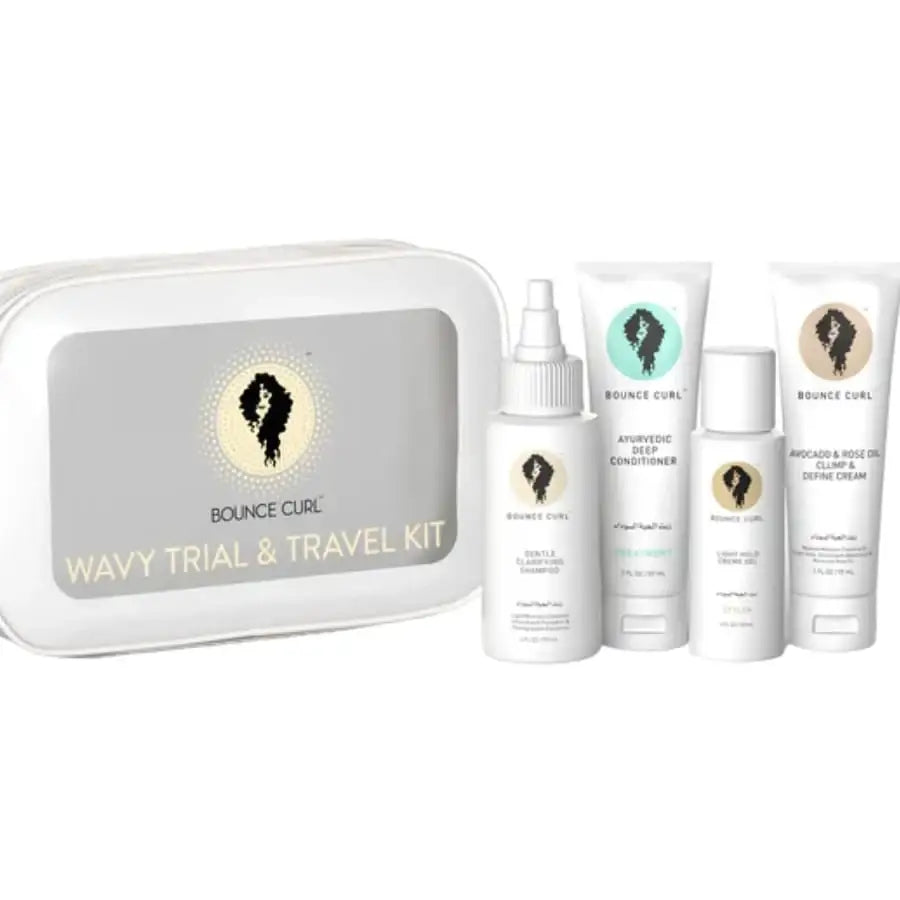 Bounce Curl Wavy Trial & Travel Kit with shampoo, conditioner, gel, and cream for curly hair care
