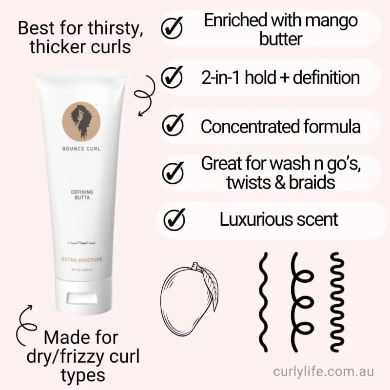 Bounce Curl Defining Butta for thirsty, thicker curls with mango butter and 2-in-1 hold