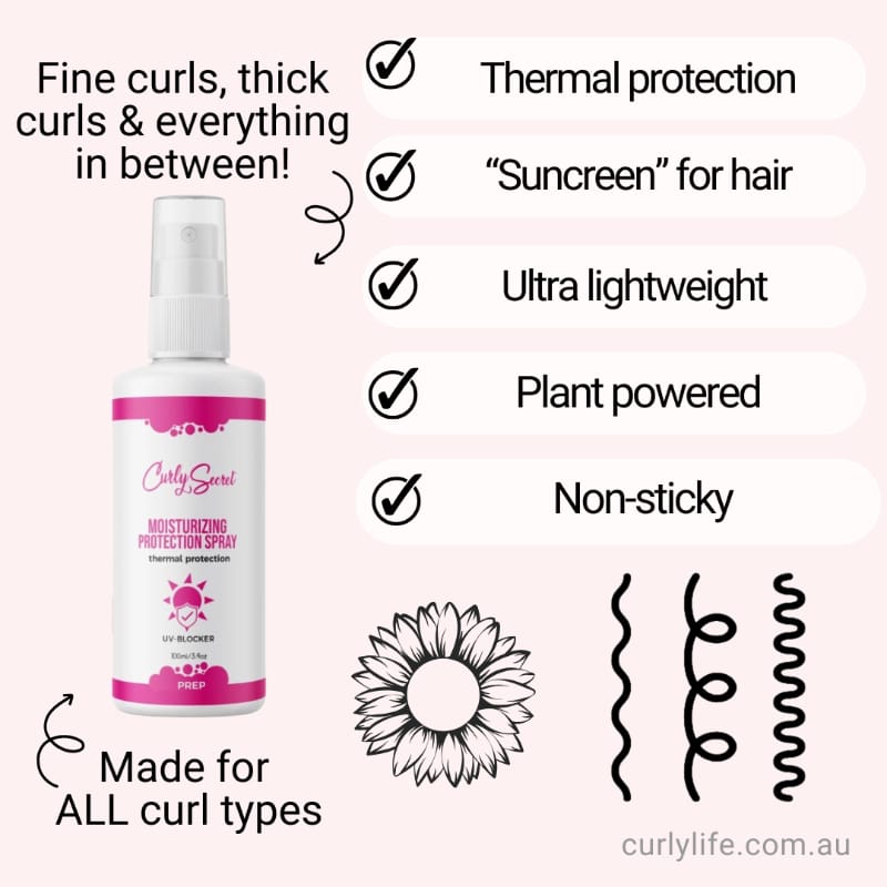 Curly Secret Moisturizing Protection Spray - UV-Blocker for Heat Chlorine Sunshine Curls