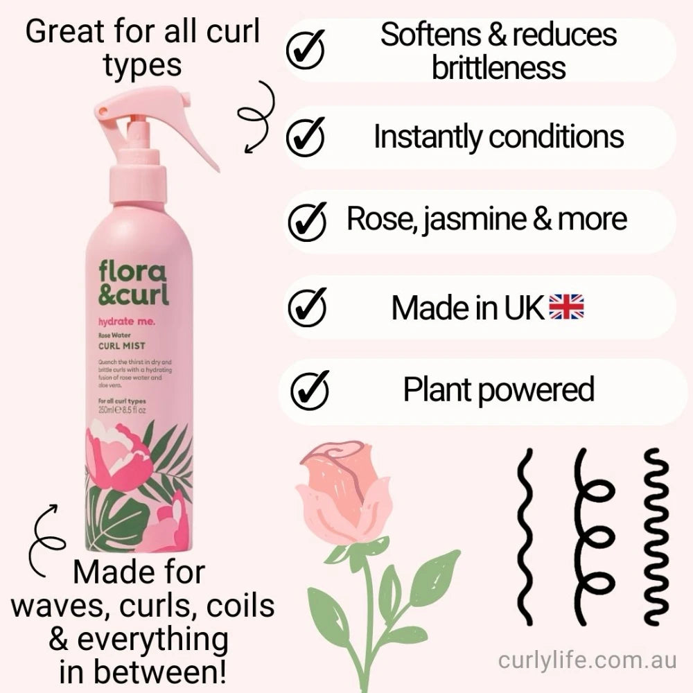 Flora & Curl Rose Water Hydrating Hair Mist