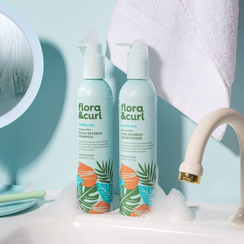 Flora & Curl Coconut Mint Curl Shampoo + Conditioner Duo