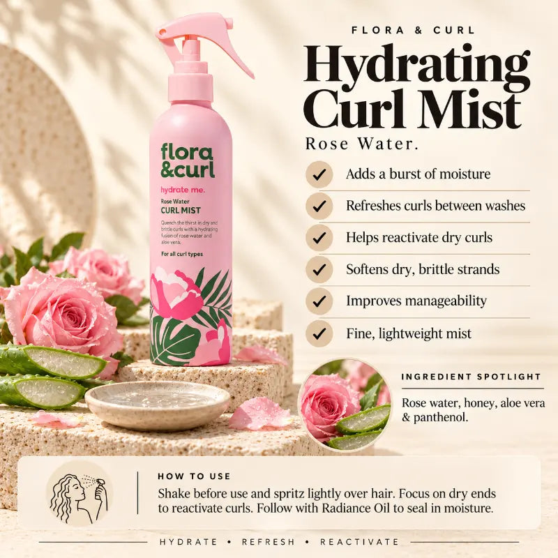 Flora & Curl Rose Water Hydrating Hair Mist