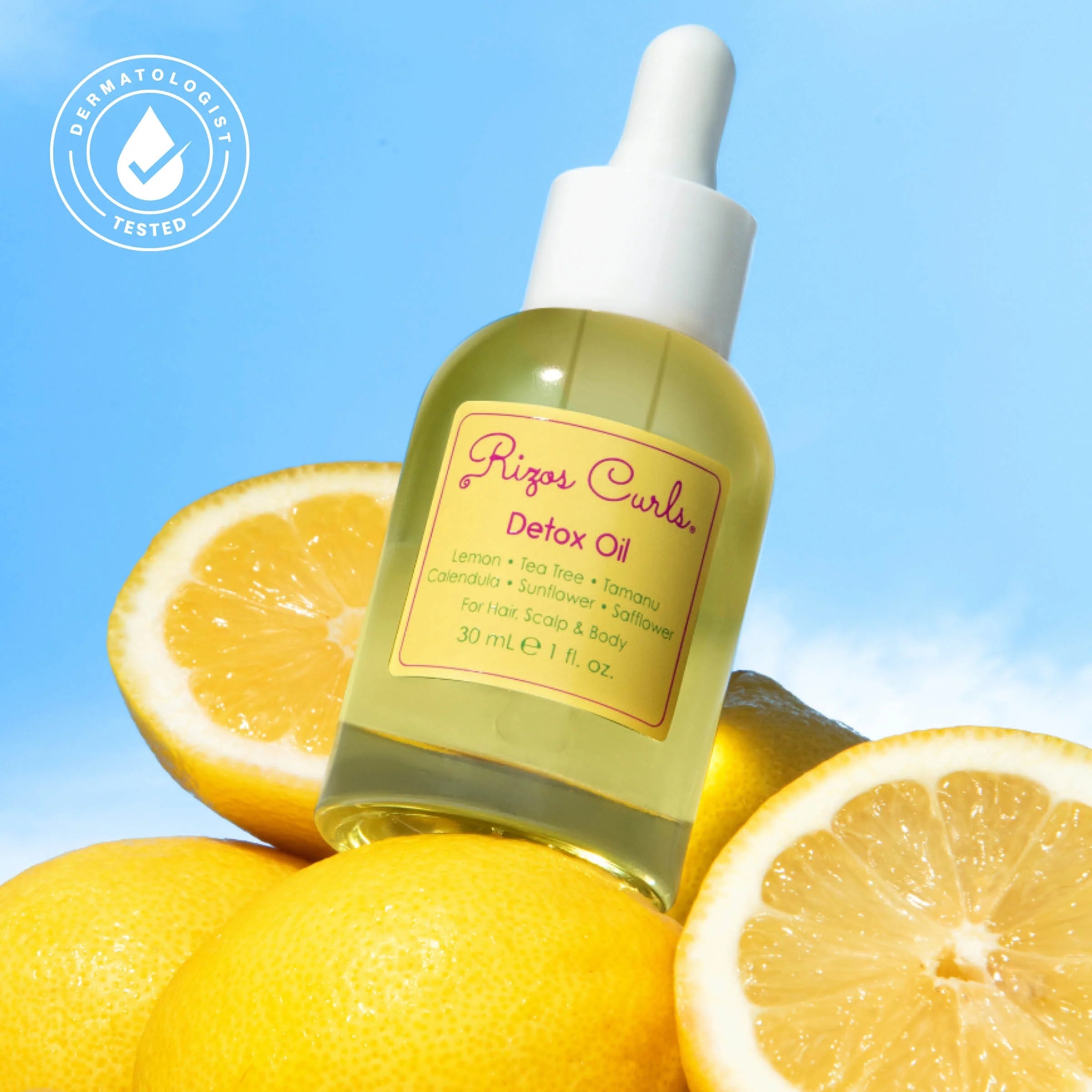 Rizos Curls Detox Oil for Hair, Scalp & Body: Healing Tea Tree & Lemon for Scalp Health