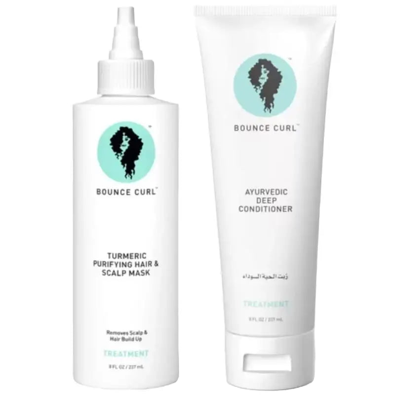 Bounce Curl Turmeric Purifying Hair Mask and Ayurvedic Deep Conditioner for curly hair care