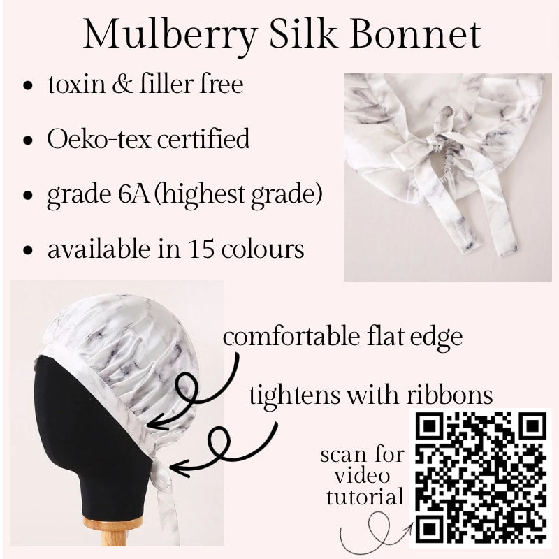 Noir 22 Momme Mulberry Silk Adjustable Bonnet