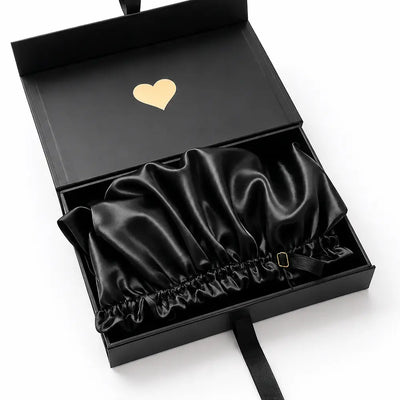 BUNLUV Oversized Satin Sleep Bonnet Black
