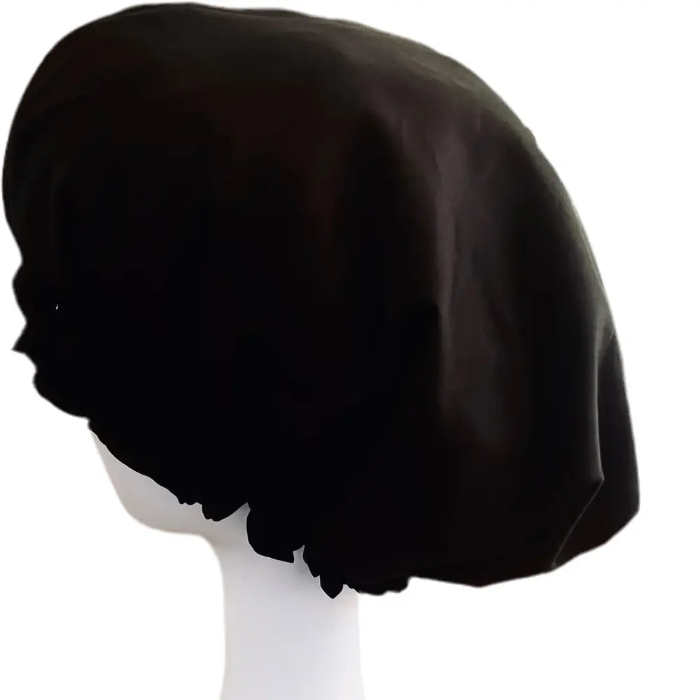 BUNLUV Oversized Satin Sleep Bonnet Black