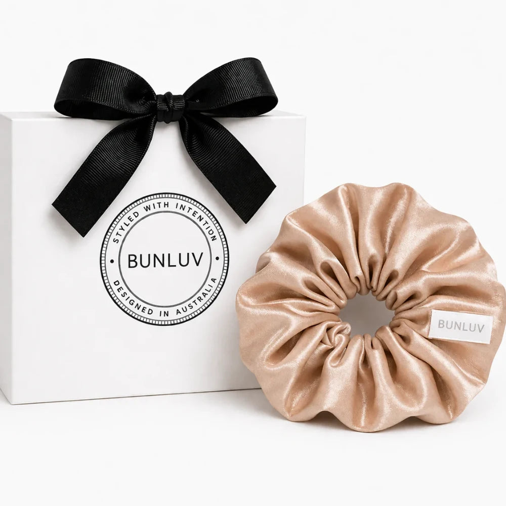 BUNLUV Satin Scrunchie: Nude