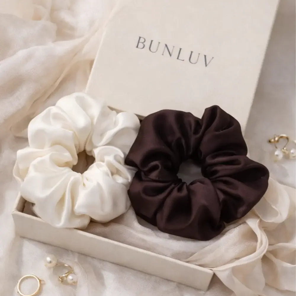 BUNLUV Satin Scrunchie White