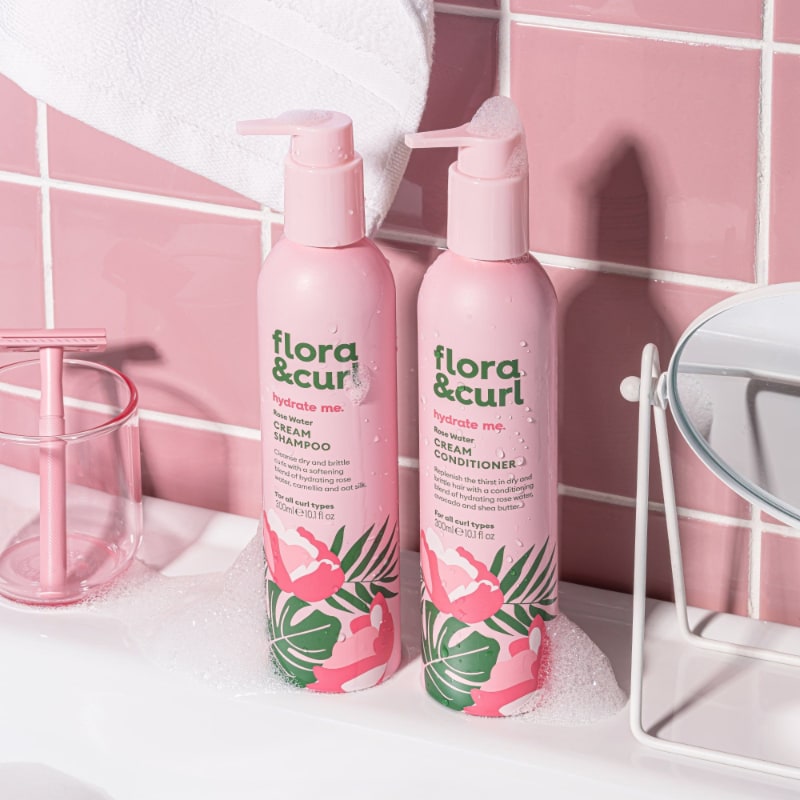 Flora & Curl Rose Water Shampoo + Conditioner Duo