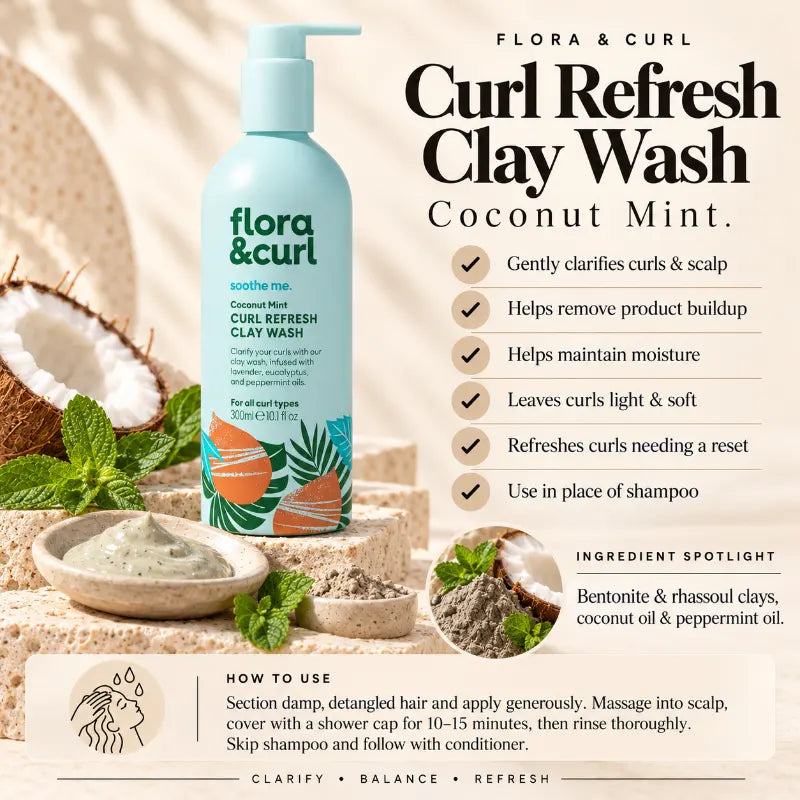 Flora & Curl Coconut Mint Curl Refresh Clay Wash