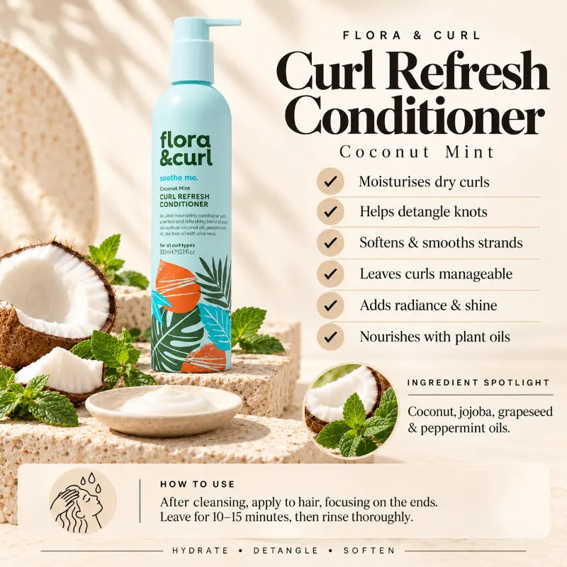 Flora & Curl Coconut Mint Curl Shampoo + Conditioner Duo