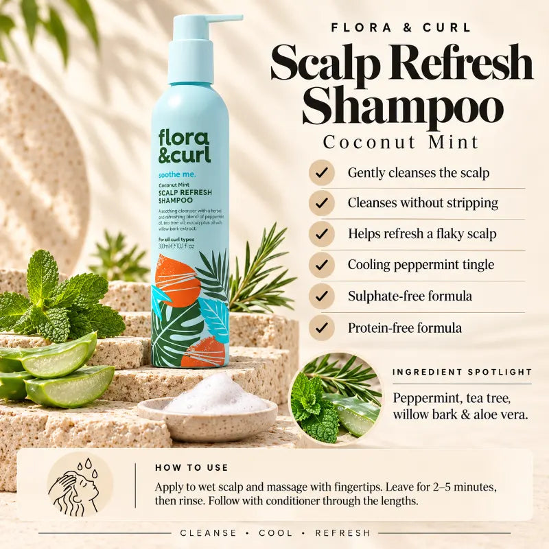 Flora & Curl Coconut Mint Scalp Refresh Shampoo
