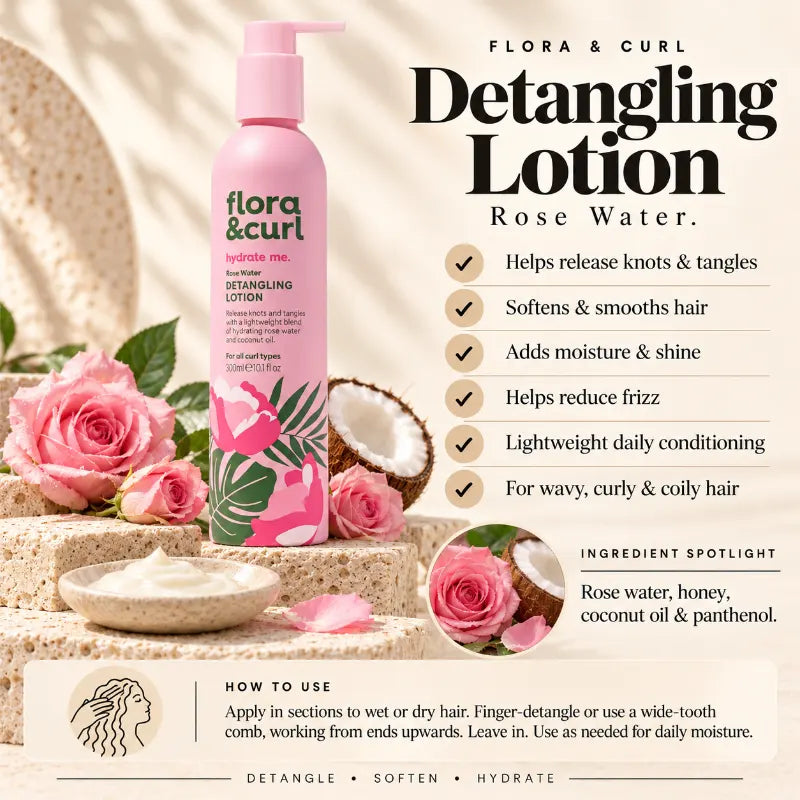 Flora & Curl Rose Water Detangling Leave-In Lotion