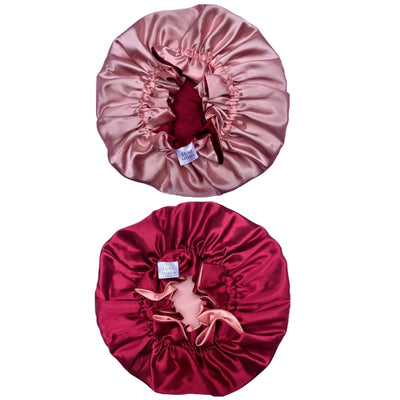 Wine Red/Peach: Vegan Silk Bonnet