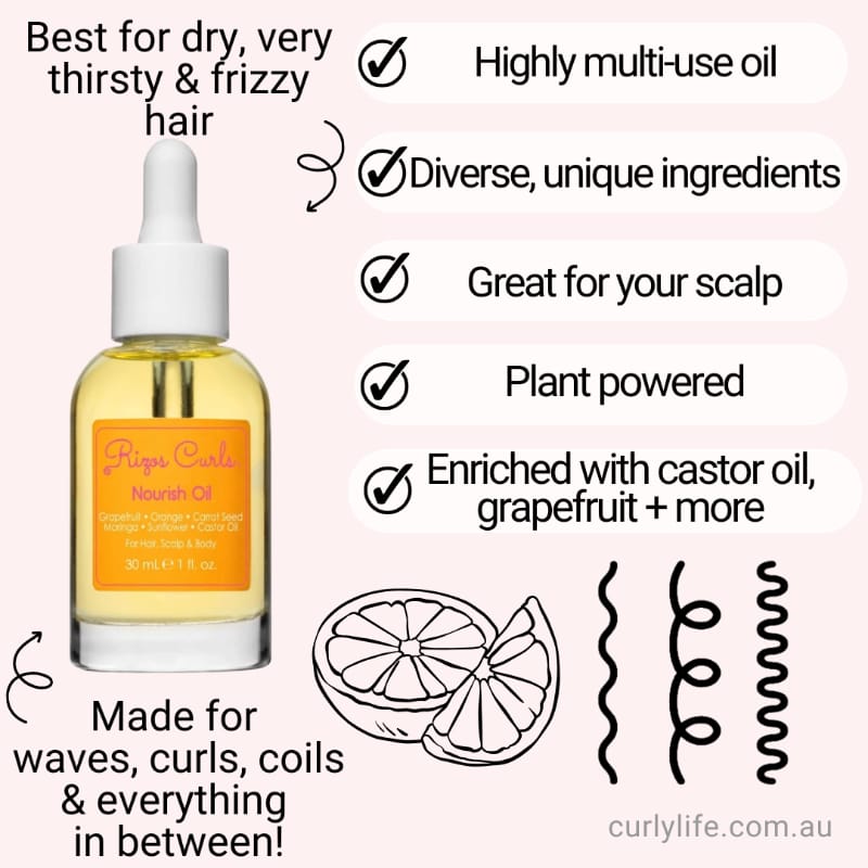Rizos Curls Nourish Oil for Hair, Scalp & Body