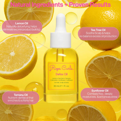 Rizos Curls Detox Oil for Hair, Scalp & Body: Healing Tea Tree & Lemon for Scalp Health