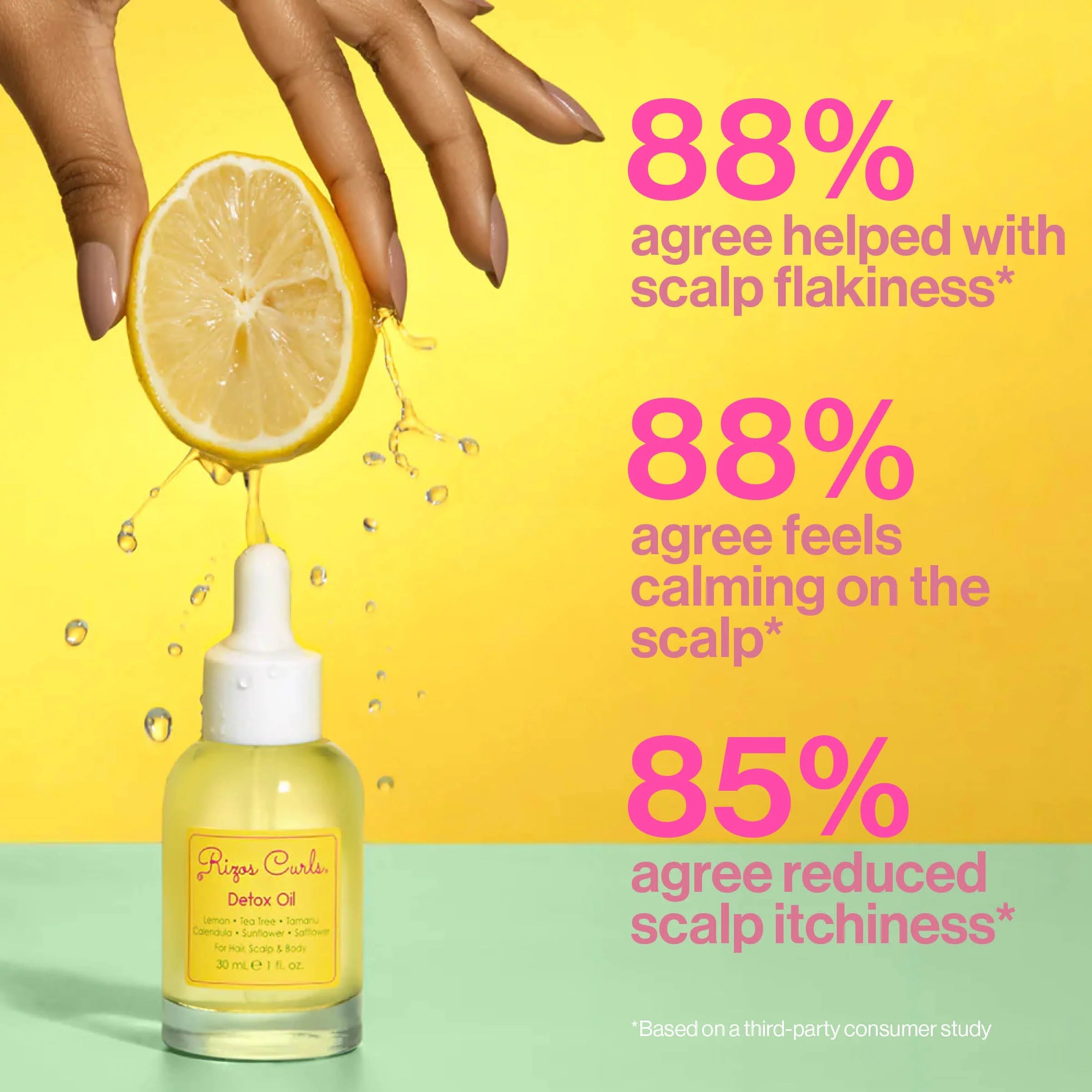 Rizos Curls Detox Oil for Hair, Scalp & Body: Healing Tea Tree & Lemon for Scalp Health