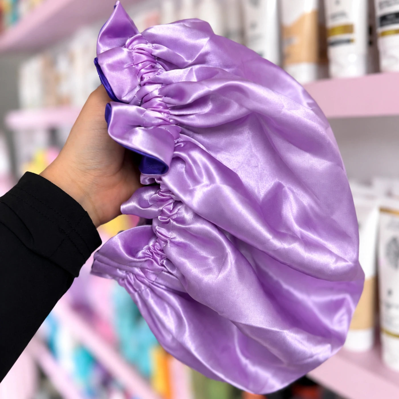 Violet/Lilac: Vegan Silk Bonnet (Reversible, Adjustable, & Double Lined)