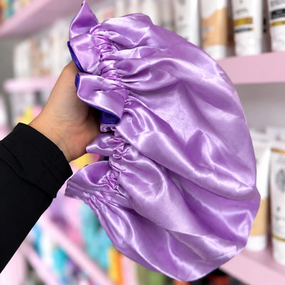 Violet/Lilac: Vegan Silk Bonnet (Reversible, Adjustable, & Double Lined)