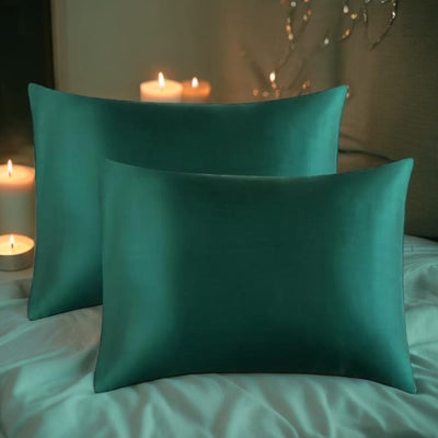 Queen Size Vegan Silk Pillowcase Set: Emerald