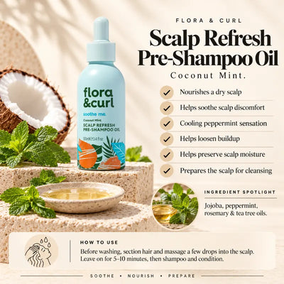 Flora & Curl Coconut Mint Scalp Pre-Shampoo Oil