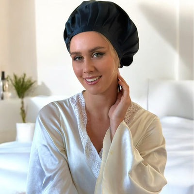 Noir 22 Momme Mulberry Silk Adjustable Bonnet