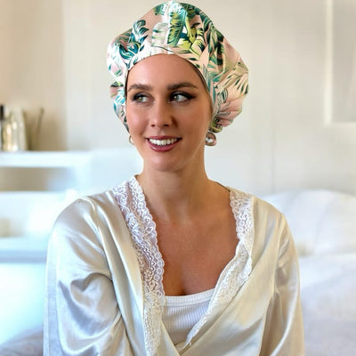 Tropical Silk Adjustable Bonnet, Pillowcase & Scrunchie Bundle