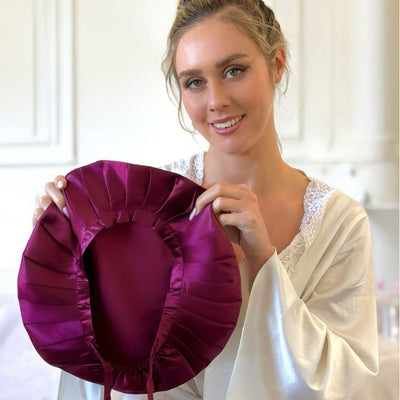 Wine 22 Momme Mulberry Silk Adjustable Bonnet