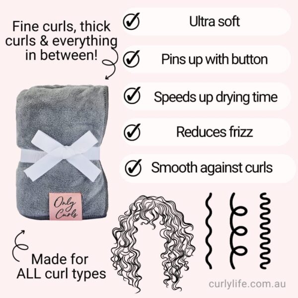 Only Curls Microfibre Hair Towel (Grey)