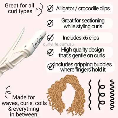 LuxeCurls Alligator Crocodile Sectioning Clips for Curls