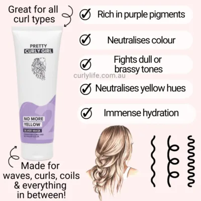 Pretty Curly Girl No More Yellow Silver Mask