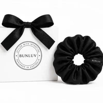 BUNLUV Mulberry Silk Scrunchie Black