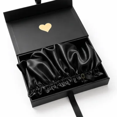 BUNLUV Oversized Satin Sleep Bonnet Black