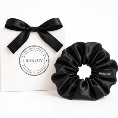 BUNLUV Satin Scrunchie Black