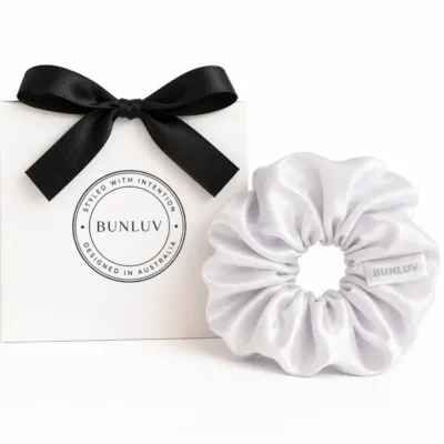 BUNLUV Satin Scrunchie White