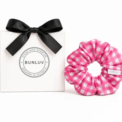 BUNLUV Swim Scrunchie Pink Gingham